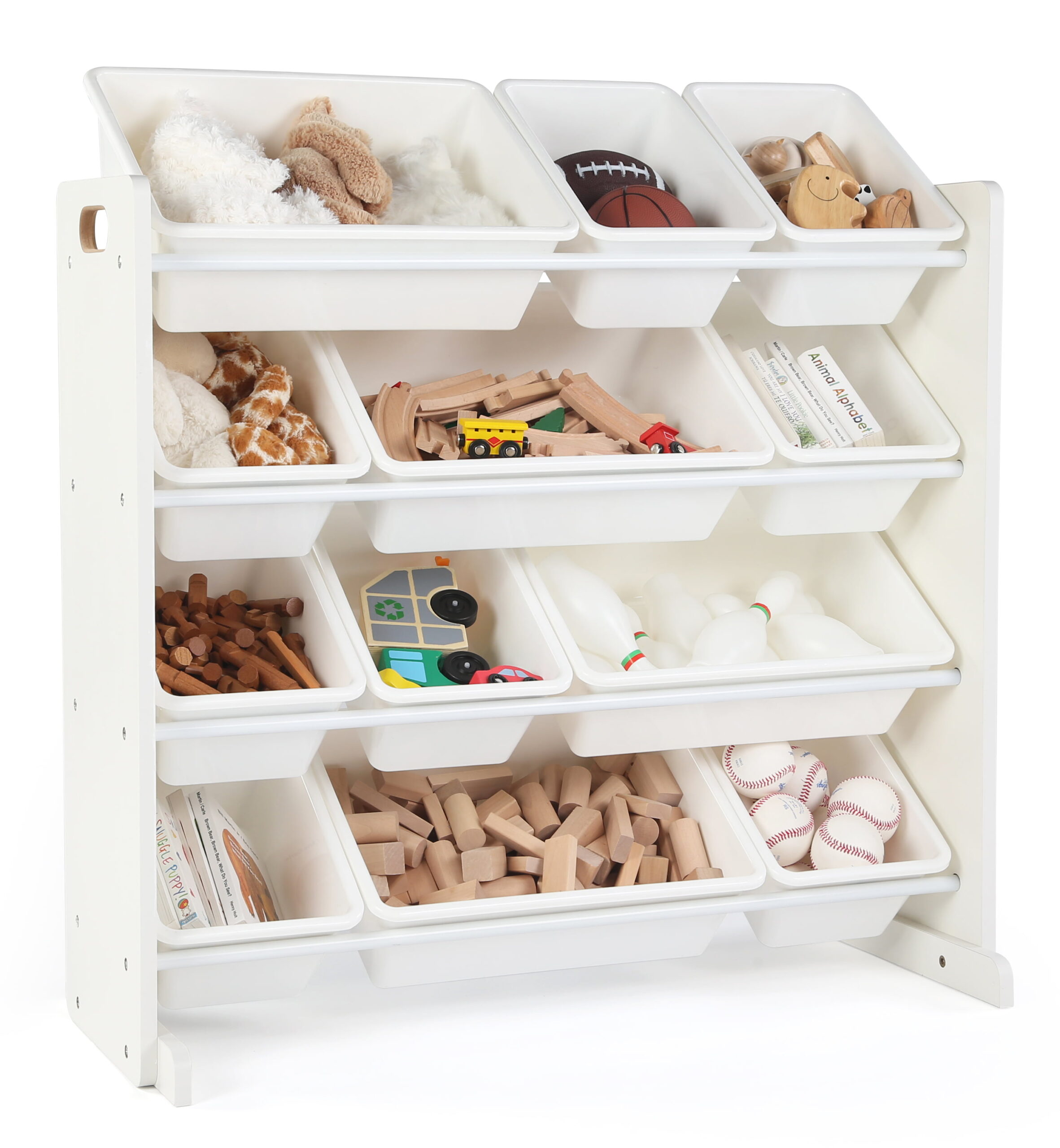 Humble Crew Cambridge Collection Kids Toy Storage Organizer with 12 Plastic Bins. White