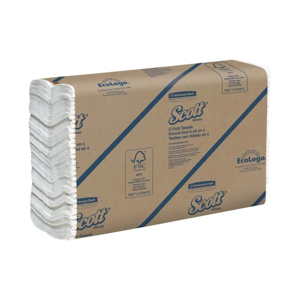 Scott Essential C-Fold Towels. Absorbency Pockets.10 1/8×13 3/20.White.200/PK.12 PK/CT -KCC01510
