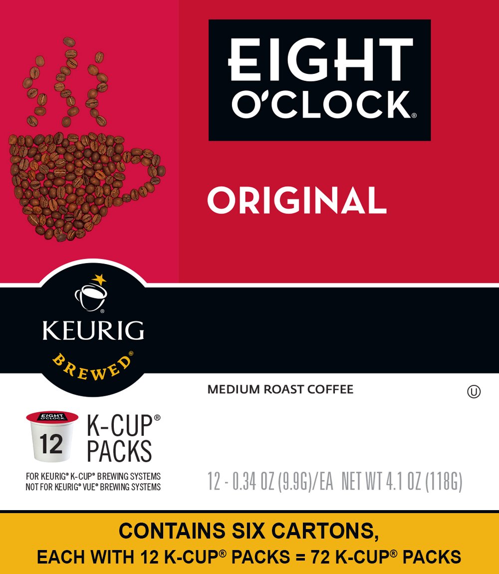 Eight O-Clock Coffee The Original. Single-Serve Keurig K-Cup Pods Medium Roast Coffee Pods 72 Count