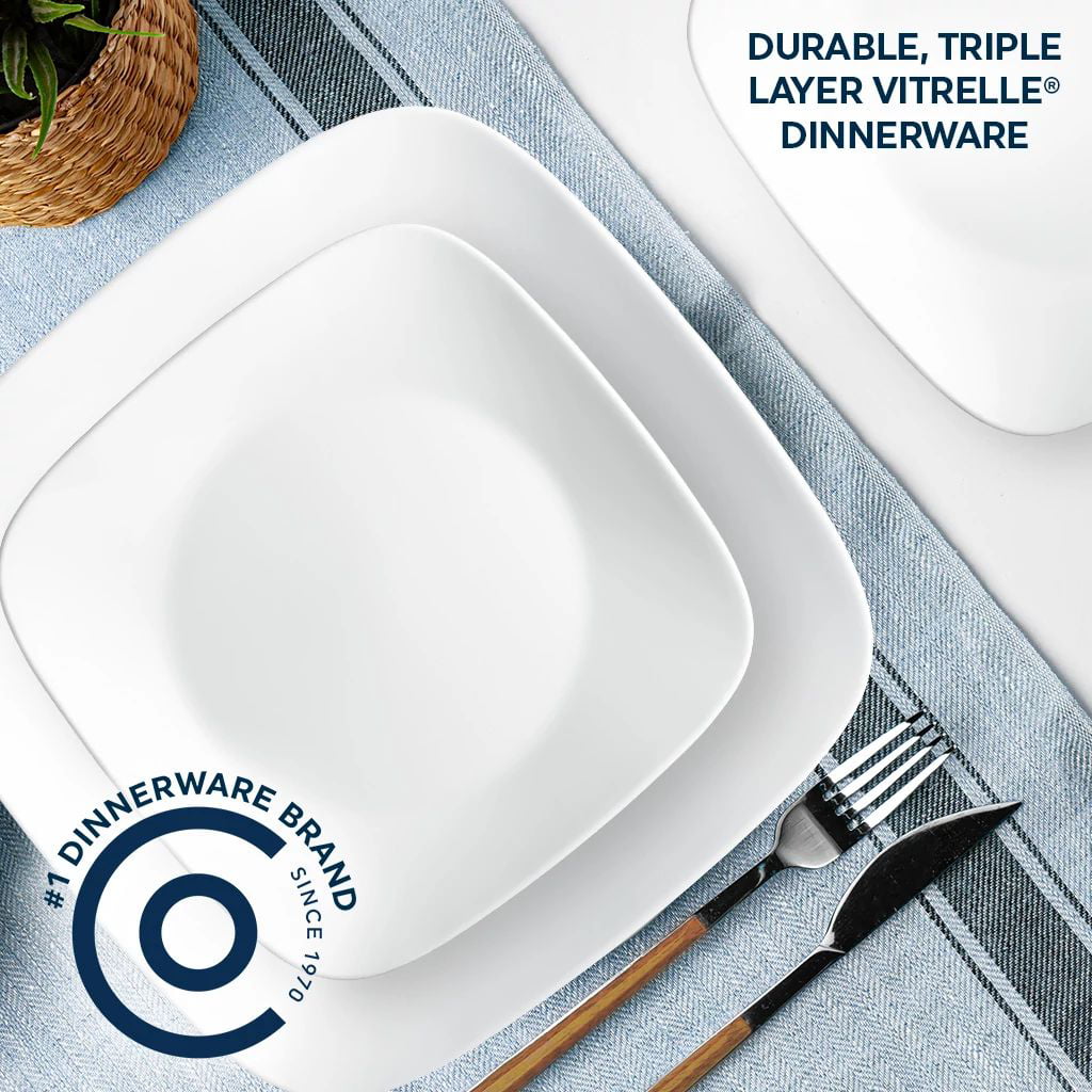 Corelle Pure White Square 12-piece Dinnerware Set. Service for 4