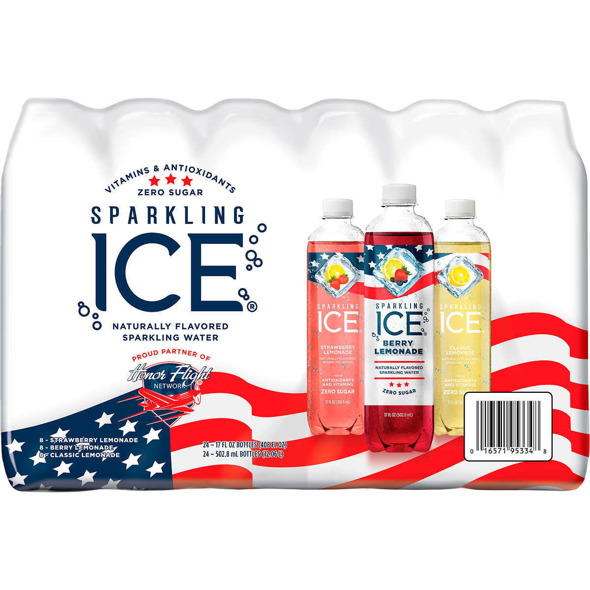 Sparkling ICE Sparkling Water. Patriot Variety Pack. 17 Fluid Ounce (24 Pack)