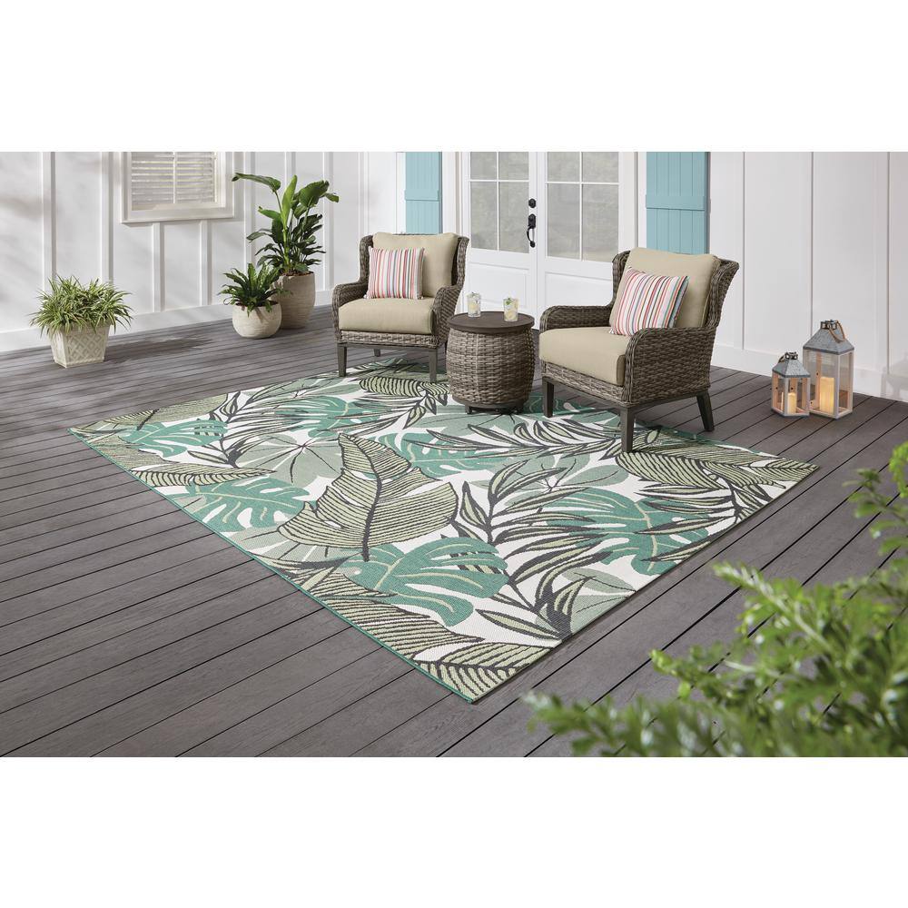 Hampton Bay  Green 9 ft. x 12 ft. Palm Indoor/Outdoor Area Rug