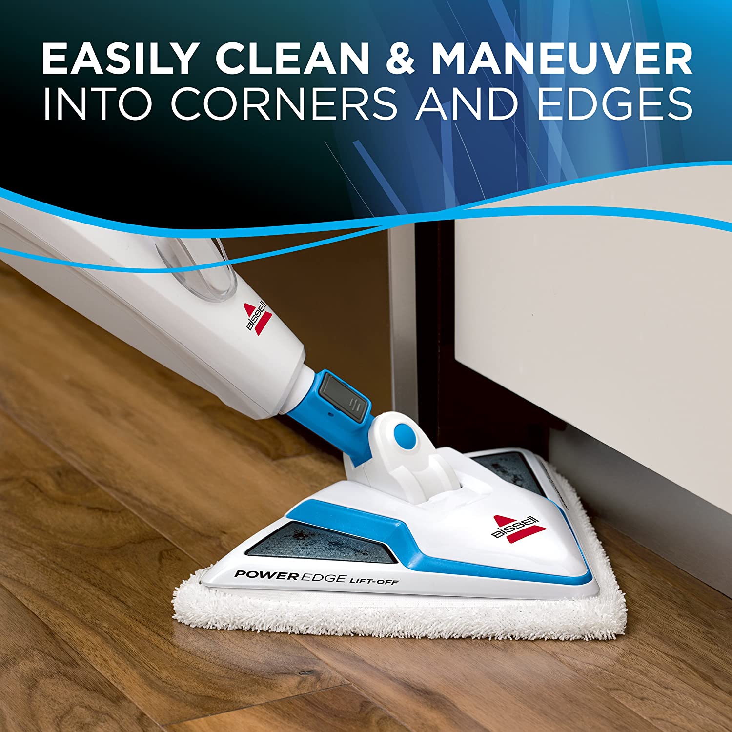 Bissell PowerEdge Lift Off Hard Wood Floor Cleaner. Tile Cleaner. Steam Mop with Microfiber Pads. 20781.White/Blue