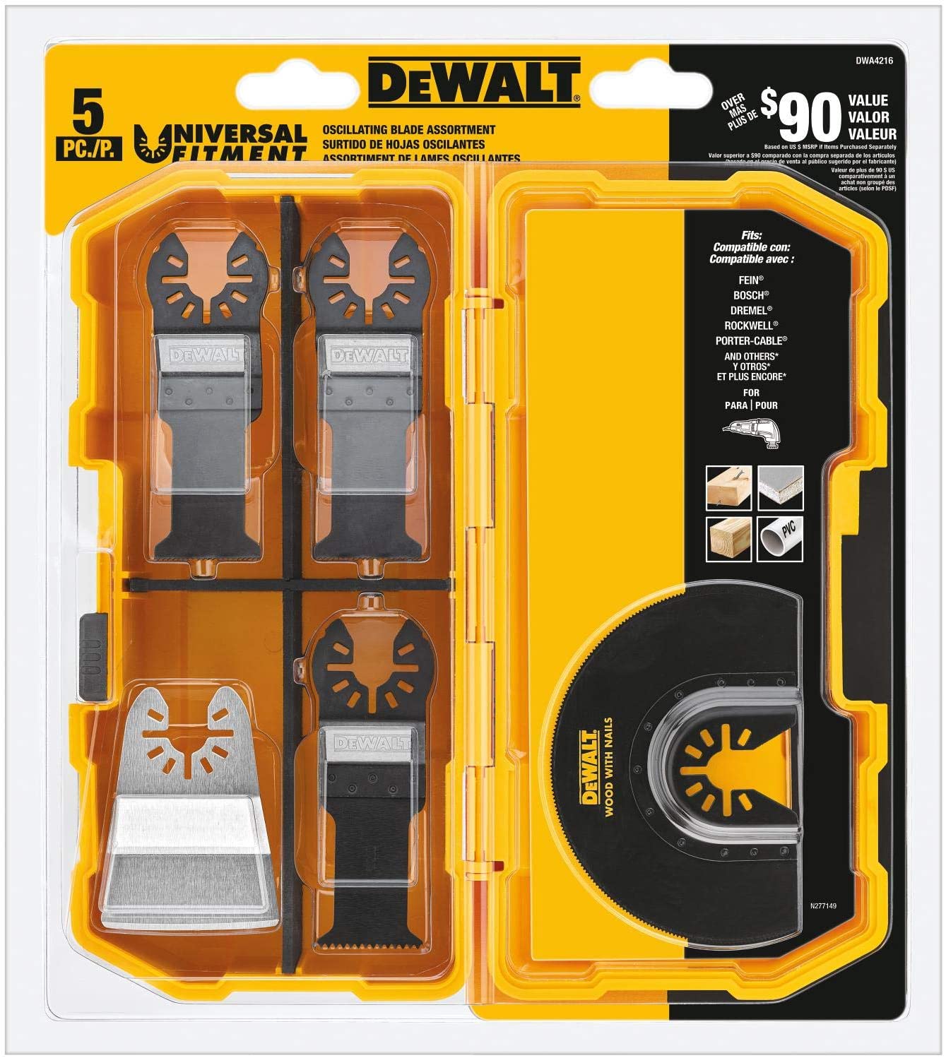 DEWALT Oscillating Saw Blades Set. Multi-tool Blades for Wood. 5 Piece (DWA4216)