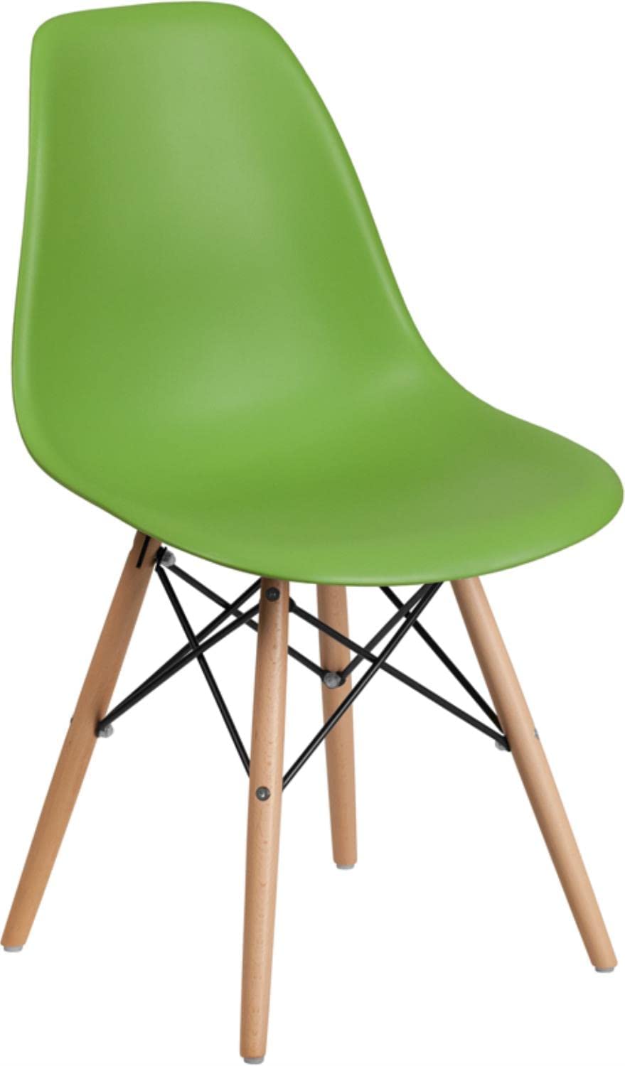 Flash Furniture ‎FH-130-DPP-GN-GG Elon Series Green Plastic Chair with Wooden Legs