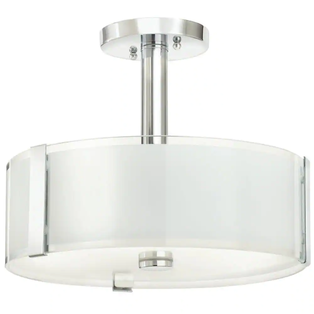 Hampton Bay Bourland CP0902 14 in. 3-Light Polished Chrome Semi-Flush Mount Kitchen Ceiling Light Fixture
