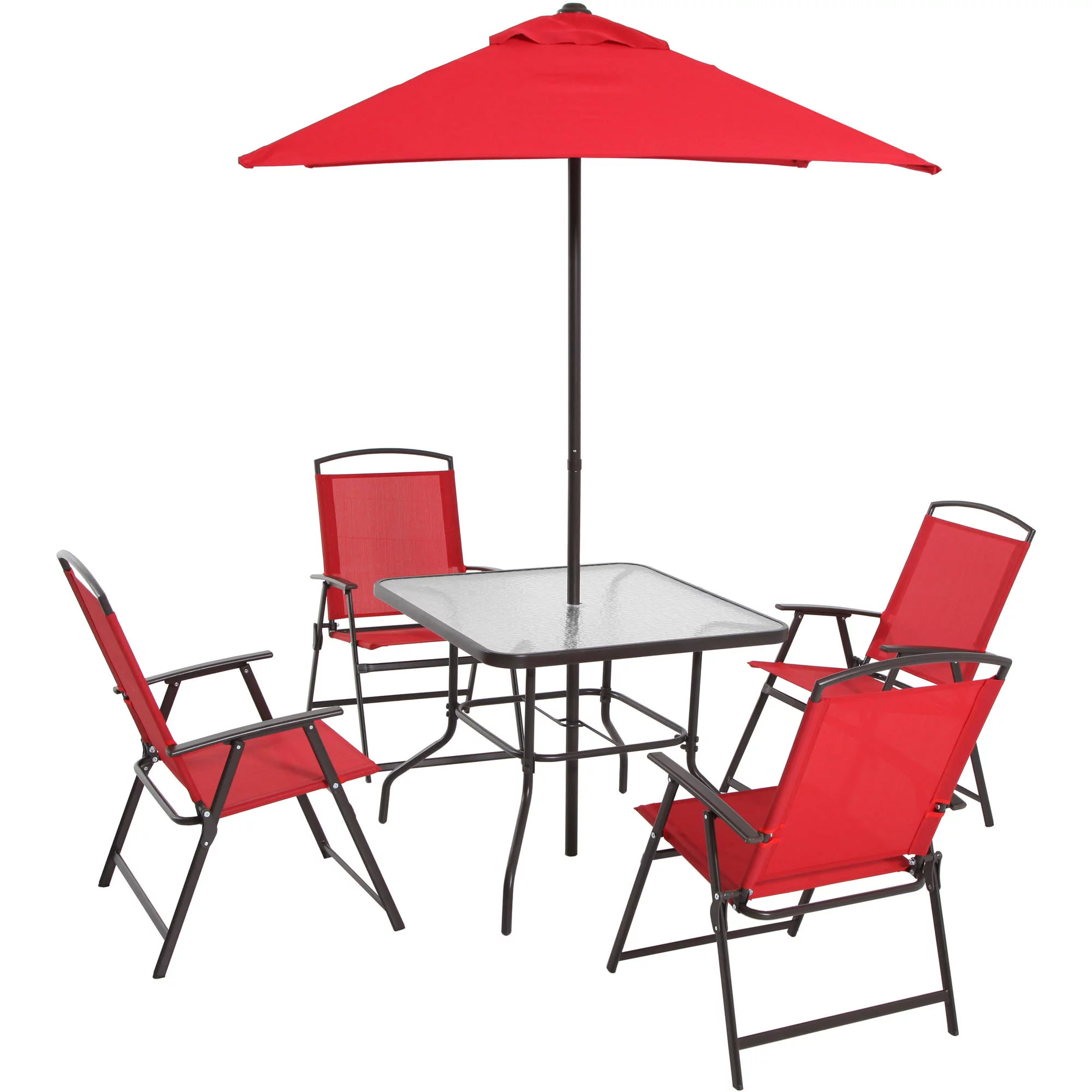 Mainstays Albany Lane 6 Piece Outdoor Patio Dining Set. Red