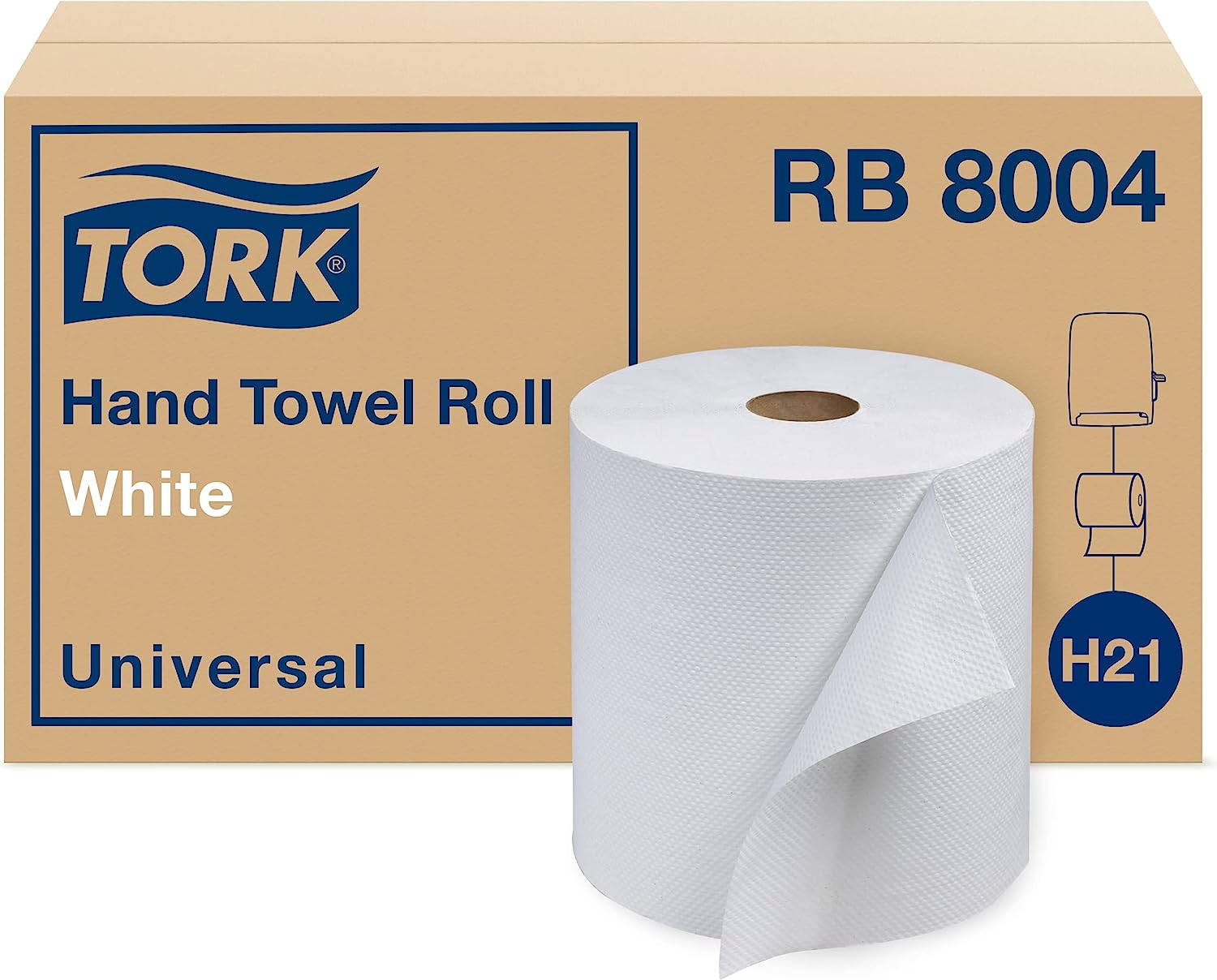 Tork Paper Hand Towel Roll White H21. Universal. 100% Recycled Fiber. 6 Rolls x 800 ft. RB8004