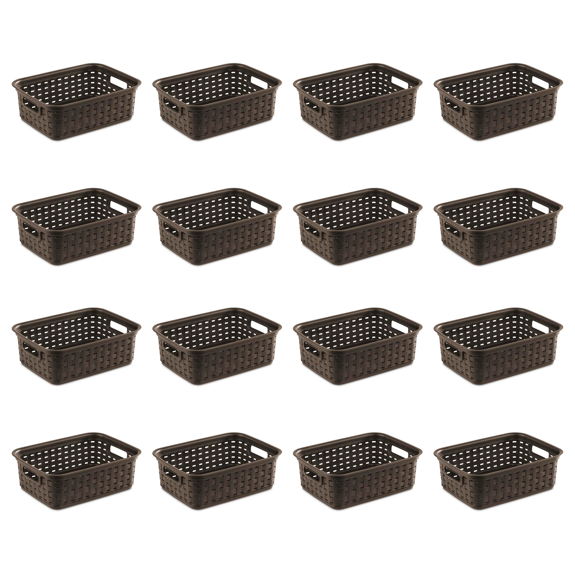 Sterilite Small 11 Inch Long Weave Storage Basket Organizer. Espresso (128 Pack)