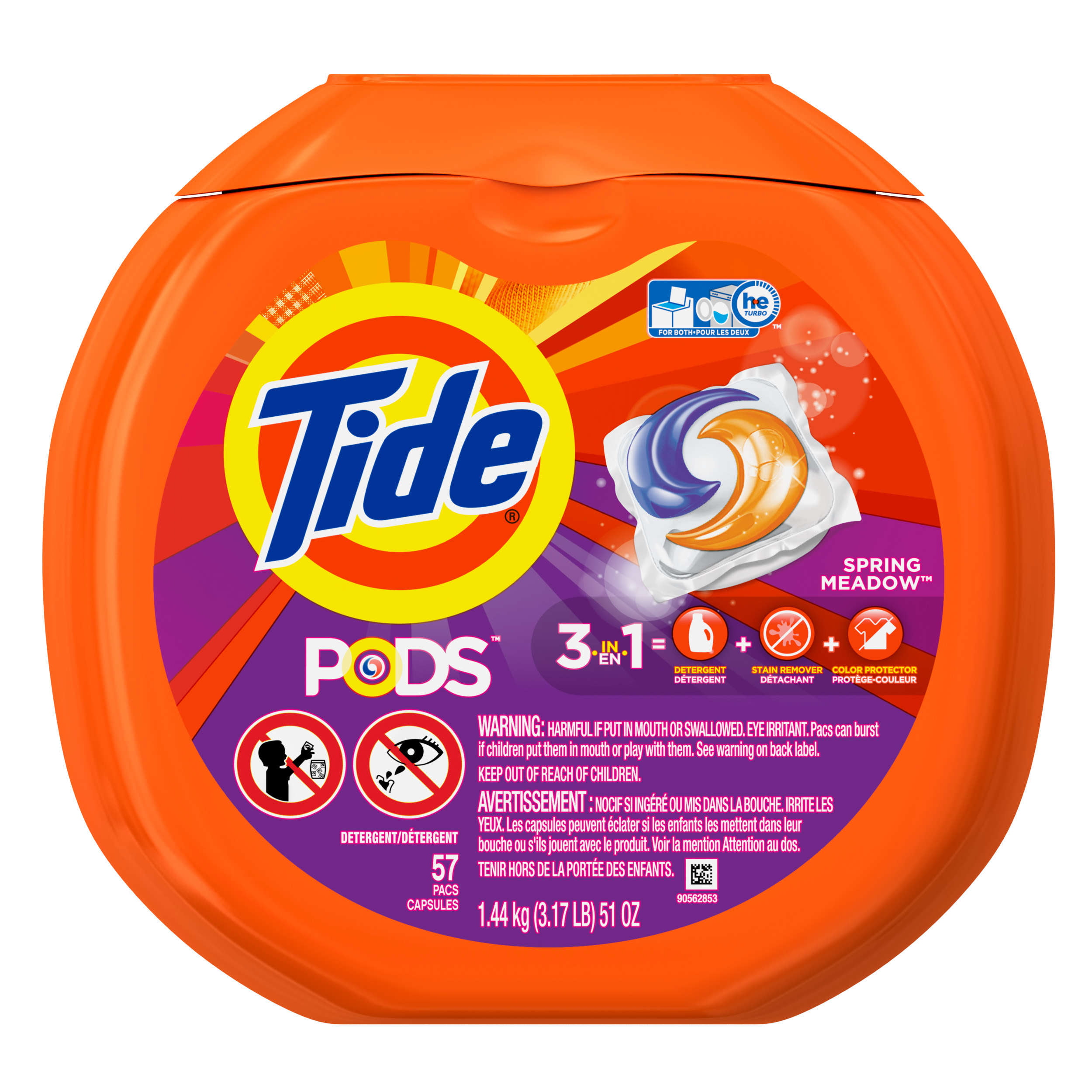 Tide PODS Liquid Laundry Detergent Pacs. Spring Meadow. 57 count