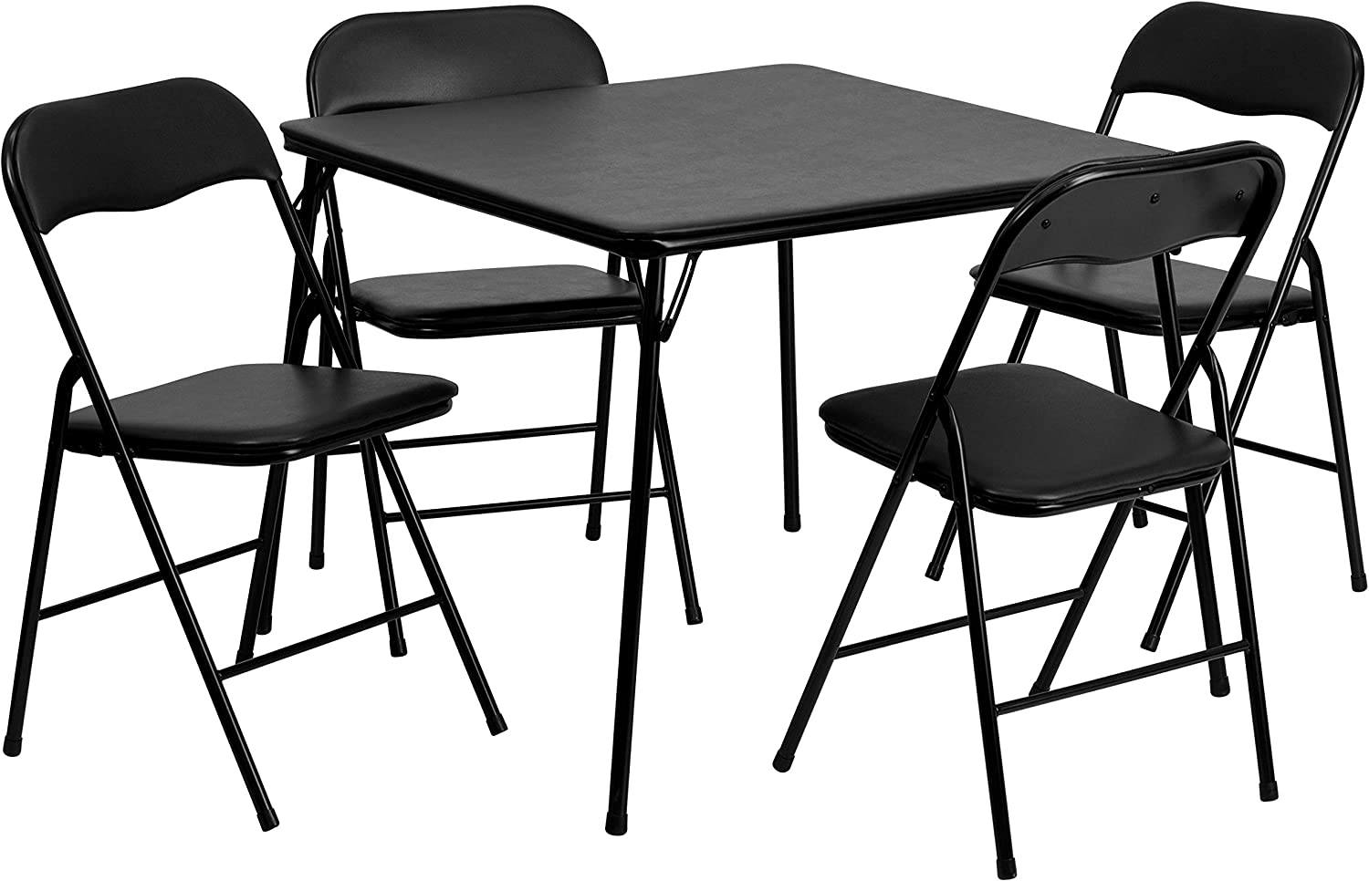 Flash Furniture 5 Piece Black Folding Card Table and Chair Set