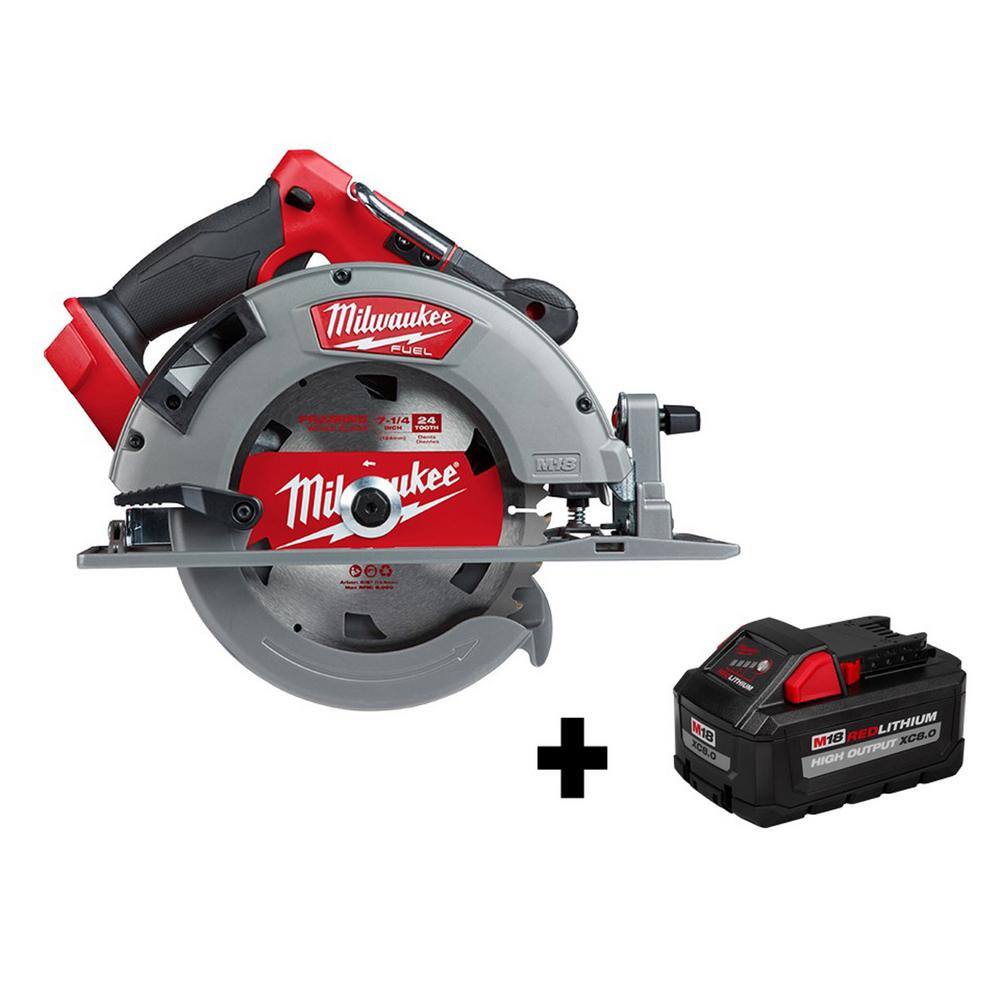 Milwaukee 2732-20-48-11-1880 M18 FUEL 18V Lithium-Ion Cordless 7-1/4 in. Circular Saw W/ HIGH OUTPUT XC 8.0Ah Battery