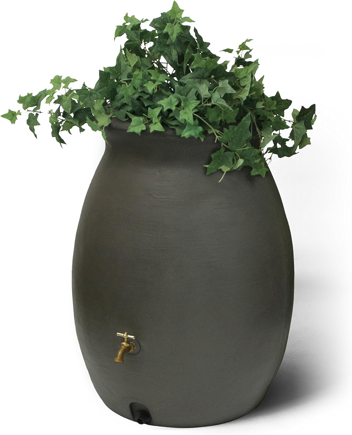Algreen 81113 Castilla Rain Barrel with Brass Spigot. Dark Brown. 50-Gallon