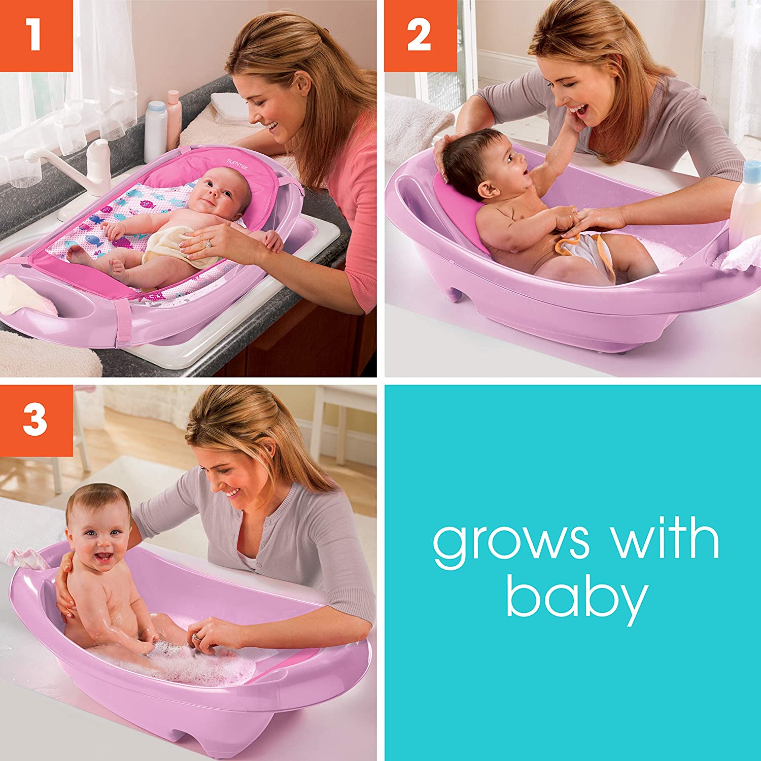 Summer Splish ‘N Splash Newborn to Toddler Bath Tub. Pink