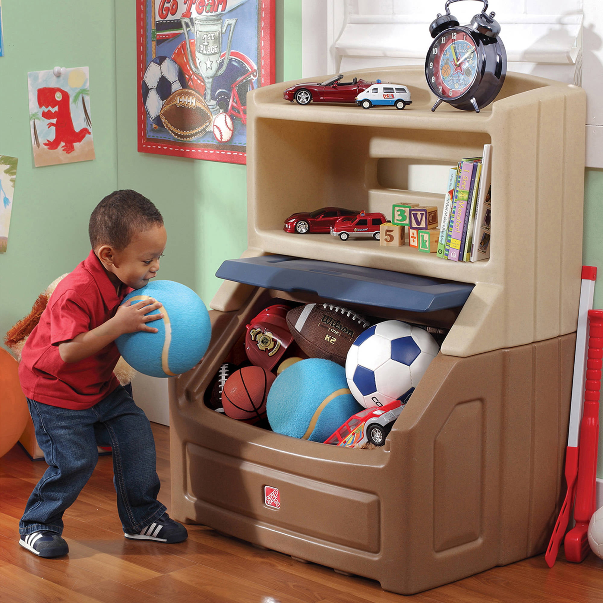 Step2 Lift Hide 38″H Kids Plastic Storage Bookcase and Toy Box