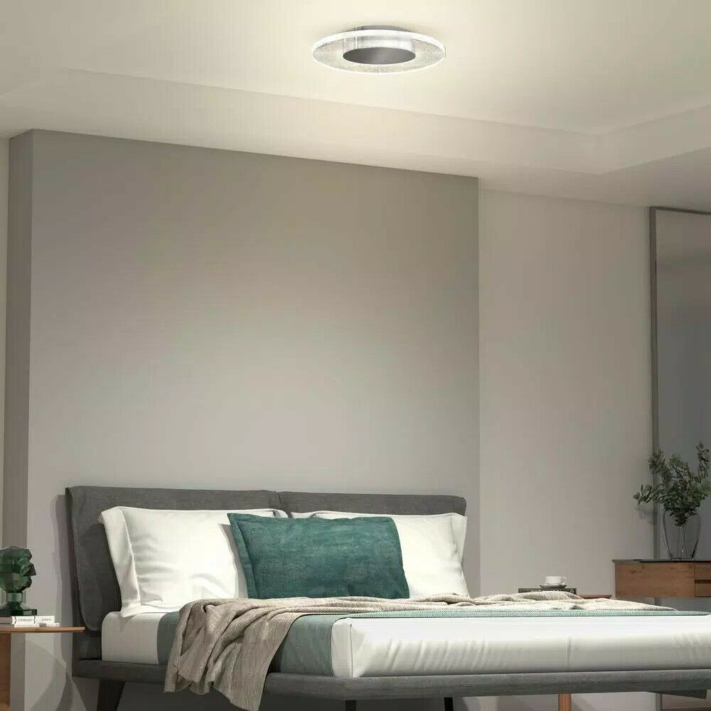 Artika Essence Disk 13 in. Chrome Modern LED Flush Mount Ceiling Light for Kitchen Dining Room
