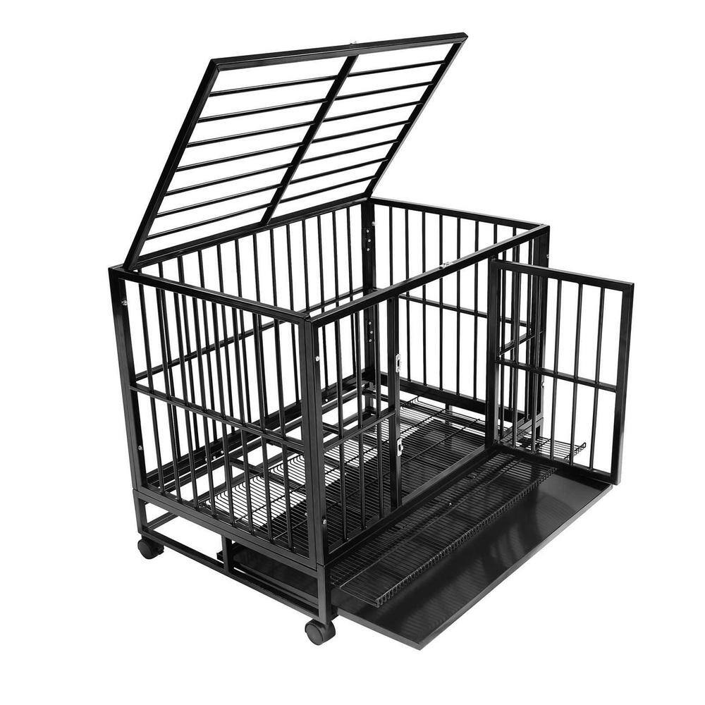 SMITHBUILT CAGE-Z42 Heavy-Duty Metal Dog Cage in Black - Large 42 in.