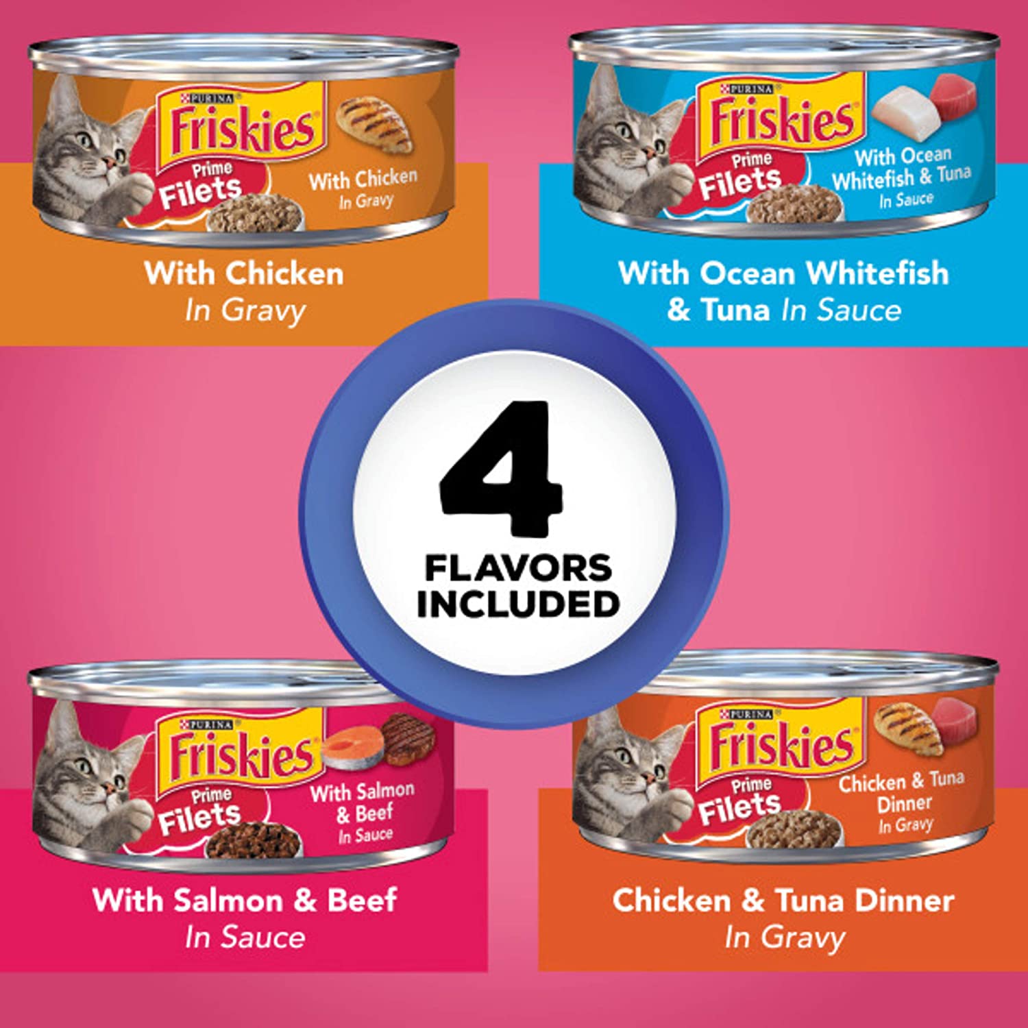 Purina Friskies Wet Cat Food Variety Pack. Surfin- & Turfin- Prime Filets Favorites - (40) 5.5 oz. Cans