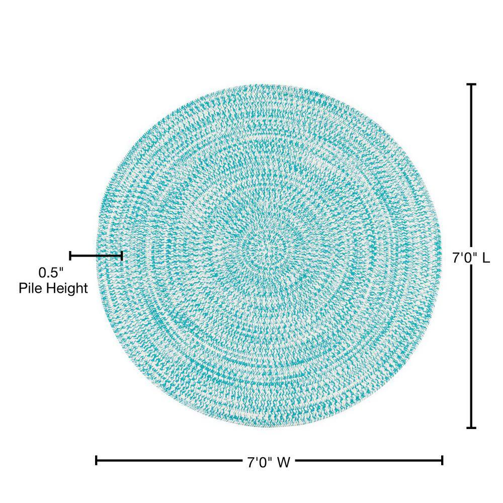 Colonial Mills  Kaari Aqua 7 ft. x 7 ft. Tweed Indoor/Outdoor Round Area Rug