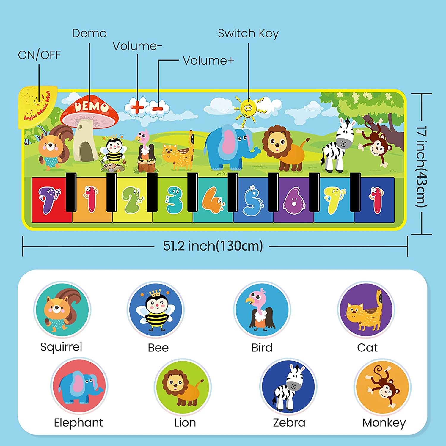 Joyjoz Piano Mat. Toddler Floor Keyboard Play Mat Big Music