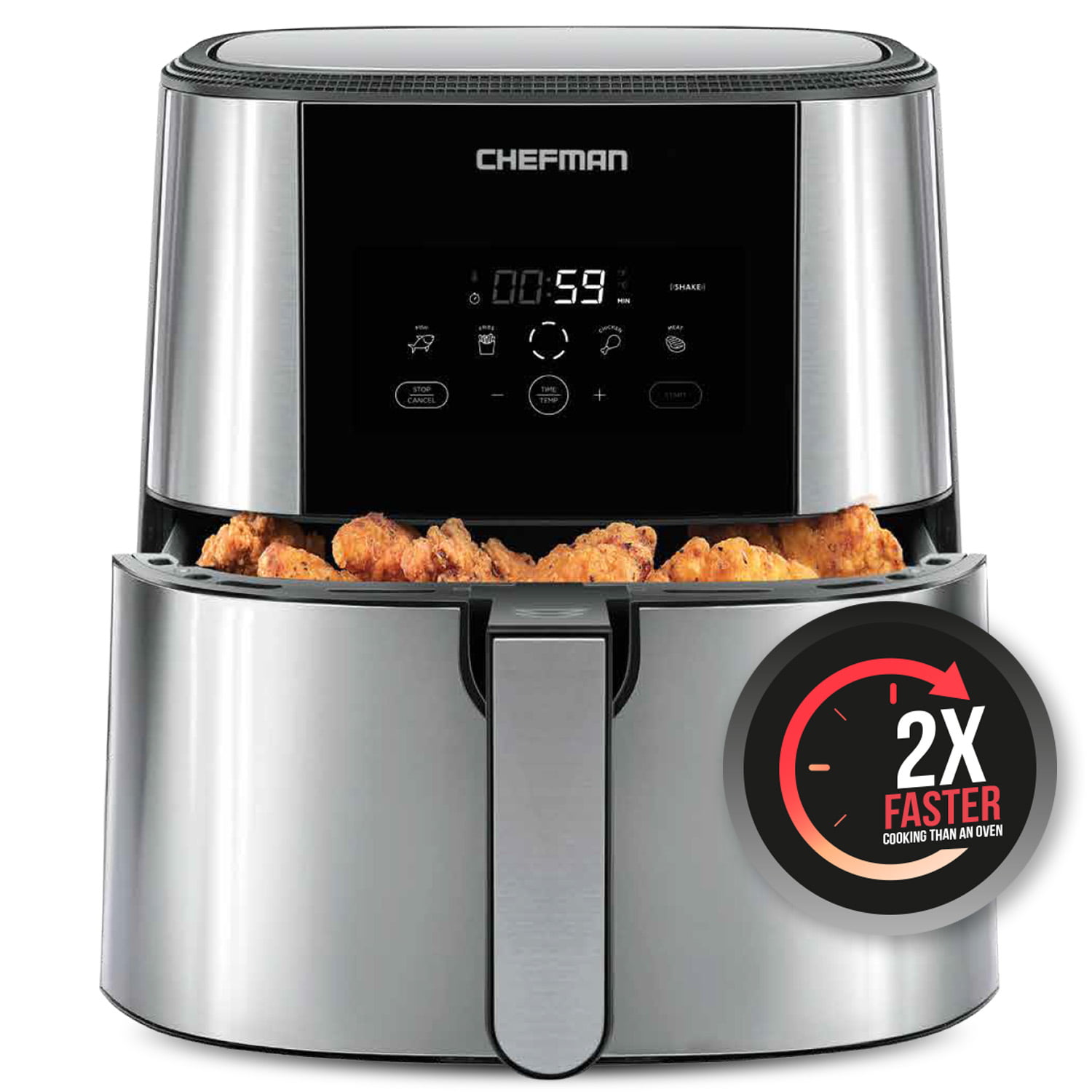 Chefman TurboFry Air Fryer. 8-Qt Capacity. BPA-Free. Dishwasher Safe Basket. One-Touch Presets. Black