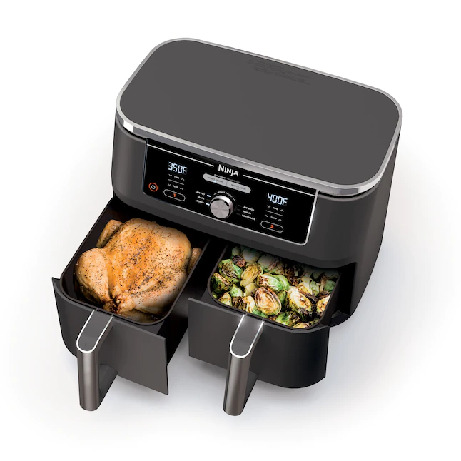 Ninja DZ401 Foodi 10 Quart 6-in-1 DualZone XL 2-Basket Air Fryer with 2 Independent Frying Baskets. Match Cook & Smart Finish to Roast. Broil. Dehydrate & More for Quick. Easy Family-Sized Meals. Grey