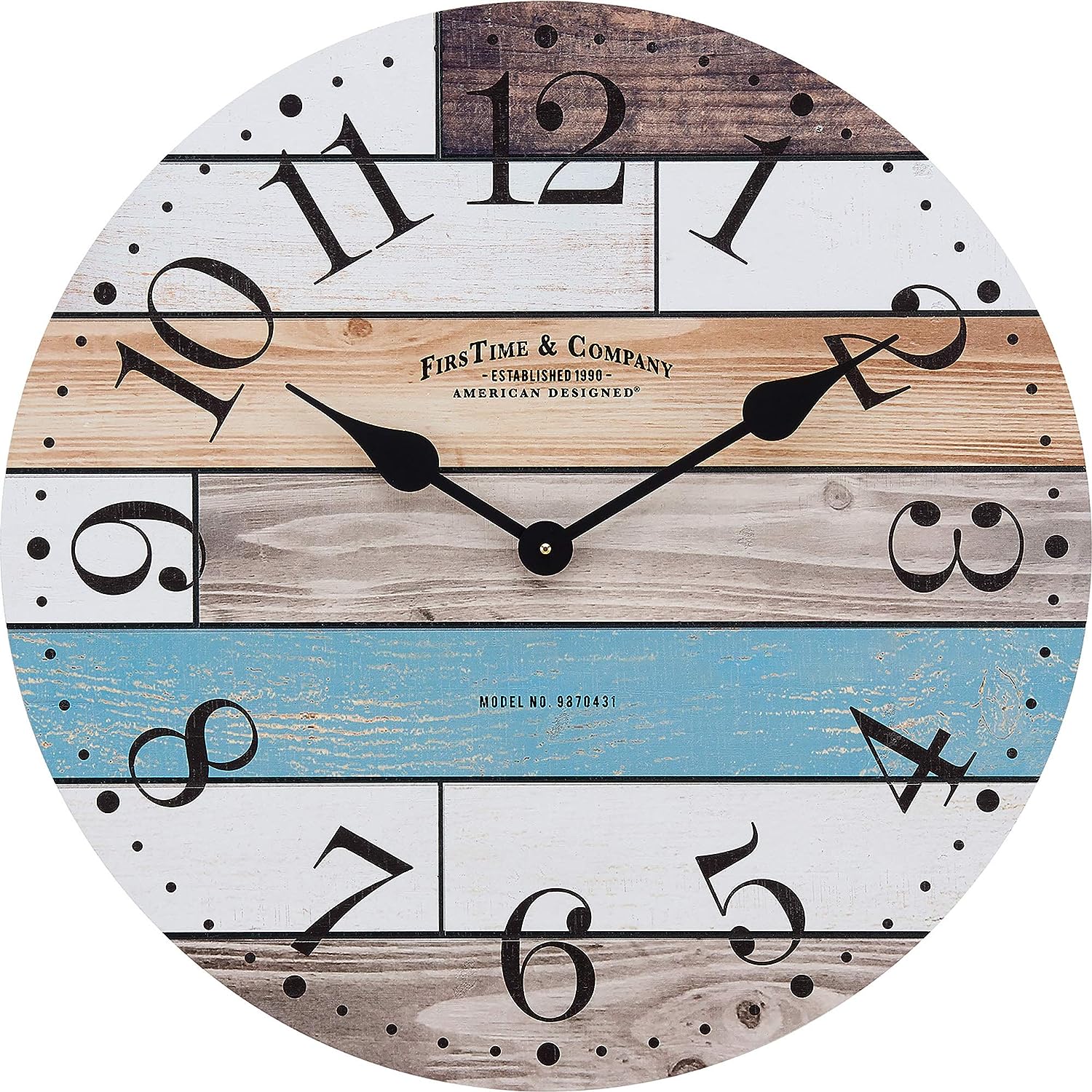 FirsTime & Co. Multicolor Newton Woodgrain Wall Clock. Large Vintage Decor for Living Room. Home Office. Round. Wood. Farmhouse. 23.5 Inches