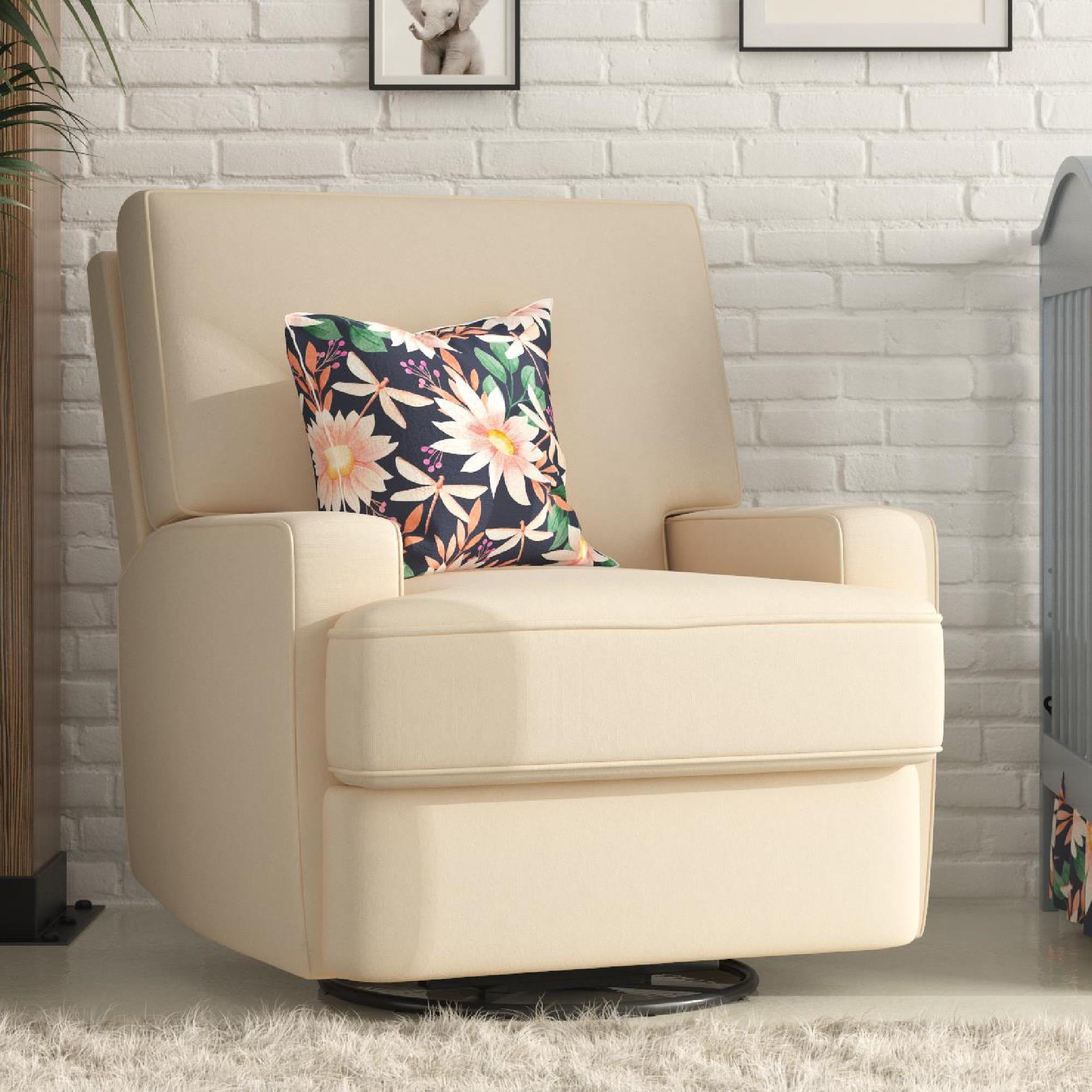 Baby Relax Rylan 4-in-1 Swivel Glider Rocker Recliner Chair. Beige Velvet