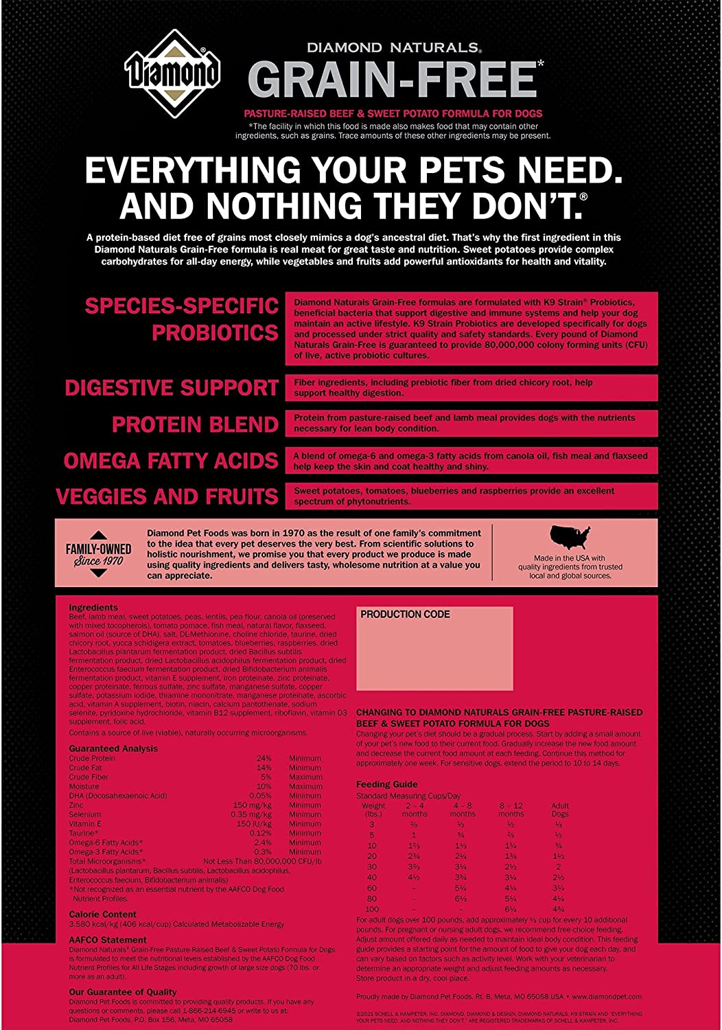 Diamond Naturals Grain Free Real Meat Recipe Premium Dry Dog Food With Real Pasture Raised Beef 28Lb