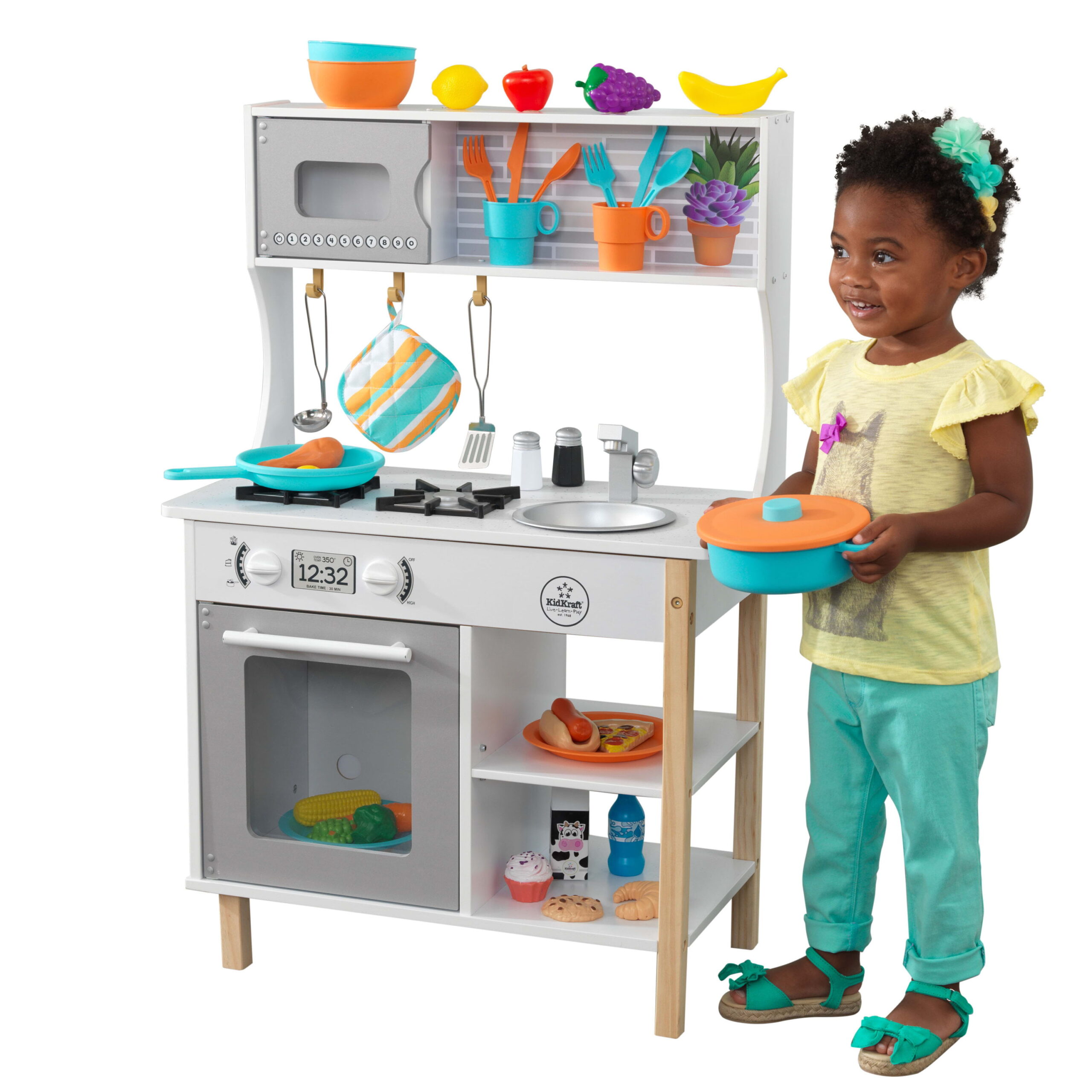 KidKraft All Time Wooden Play Kitchen with Oven. Microwave and 38-Piece Accessory Set