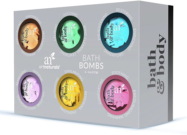 Artnaturals Bath Bombs Gift Set - 6 Bubble Bath Bomb Fizzies - w/ Essential Oils