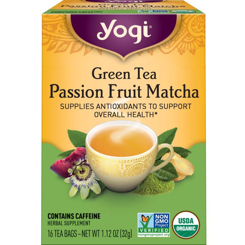 Yogi Tea Green Tea Passion Fruit Matcha Tea. 6 Pack. Antioxidants. 96 Tea Bags
