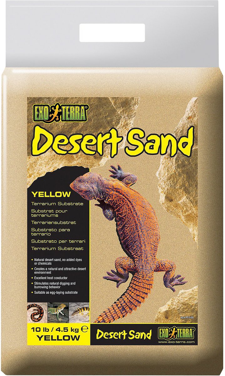 Exo Terra Desert Sand Terrarium Reptile Substrate. Yellow. 10-lb bag