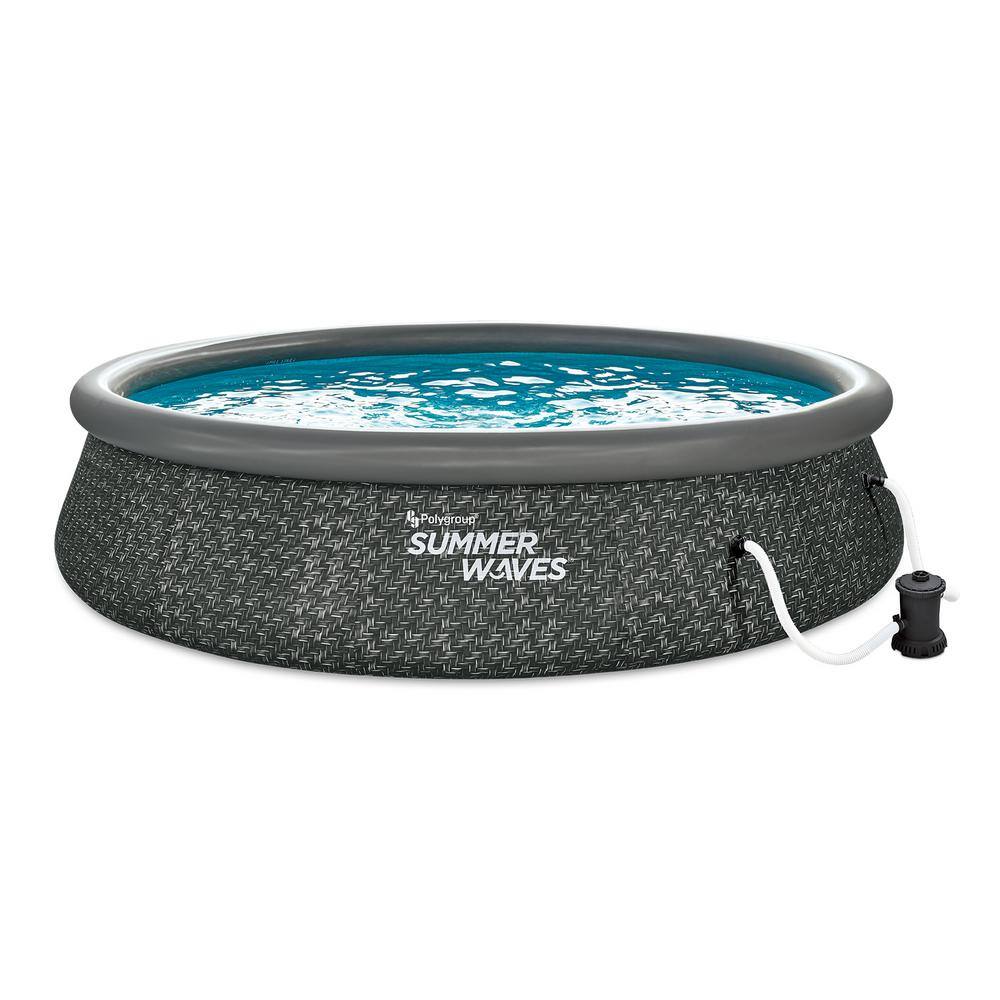 Summer Waves P1A01436E-SW Quick Set 168 in. Round 36 in. D Above Ground Swimming Inflatable Pool with Pump and Ladder