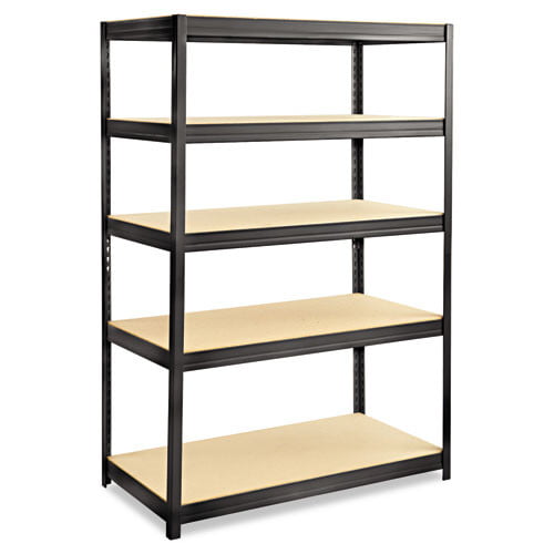 Safco 6244BL 48 in. x 24 in. x 72 in. Five-Shelf Boltless Steel/Particleboard Shelving - Black