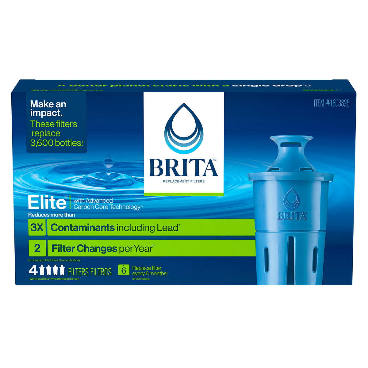 Brita Elite Replacement Water Filter for Pitchers and Dispensers. 4 Pack