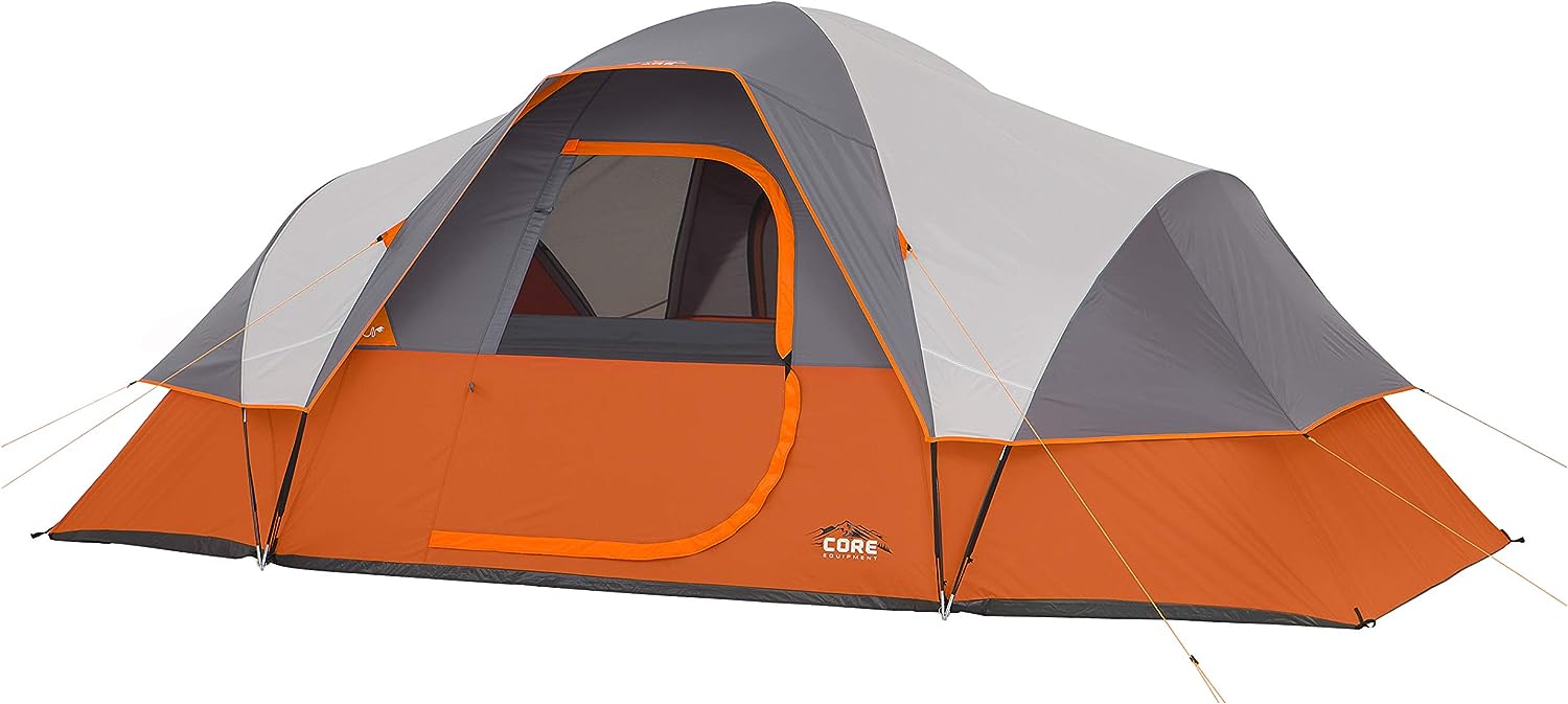 CORE Tents for Family Camping. Hiking and Backpacking | 9 Person Dome Camp Tents with Included Tent Gear Loft for Outdoor Accessories