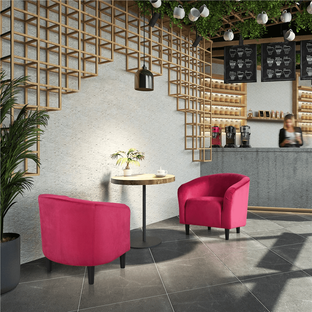 Easyfashion Tub Chair. Set of 2. Rose Red Velvet