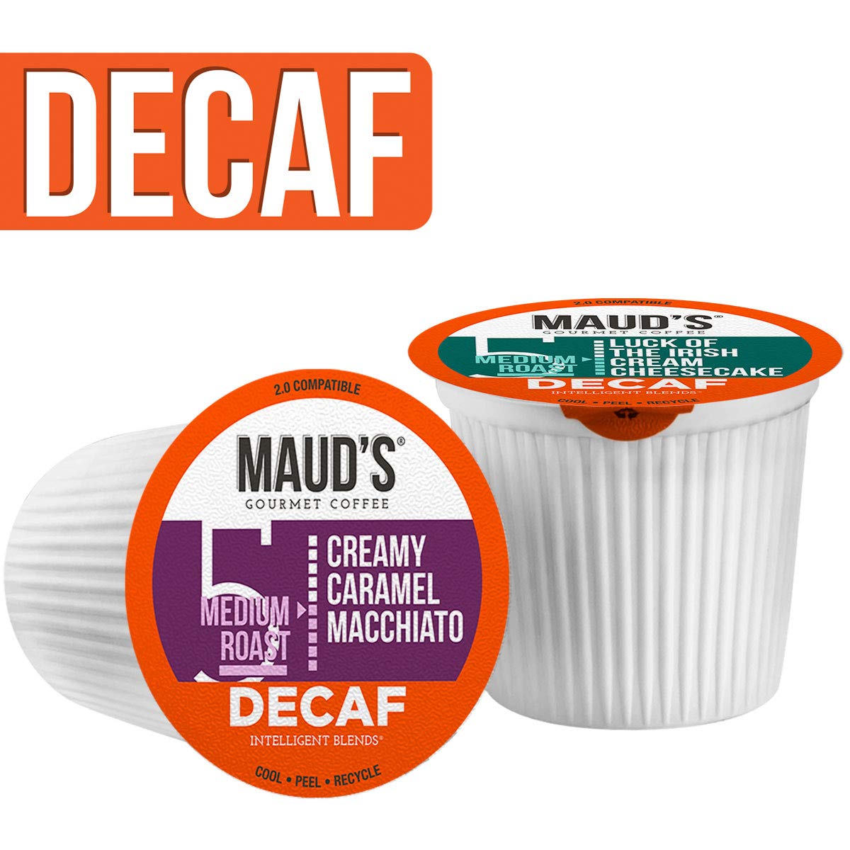 Maud-s Flavored Decaf Coffee Sampler Variety Pack (6 Flavors) 24ct. Solar Energy Produced Recyclable Single Serve Sample Pack Decaf Coffee Pods. 100% Arabica Coffee California Roasted. KCup Compatible
