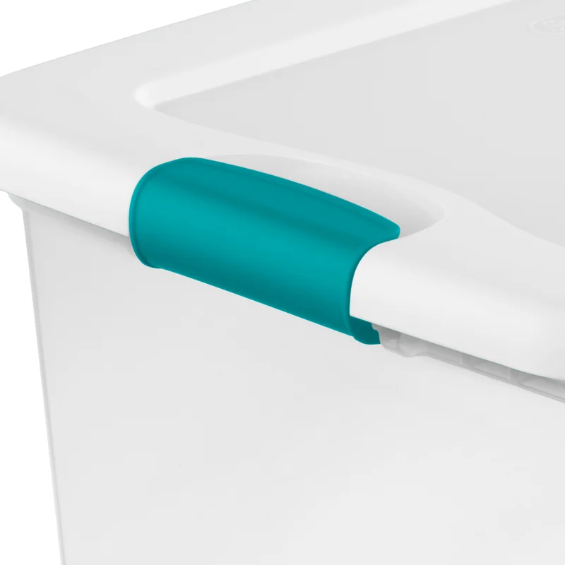 Sterilite 14998004 106 Quart White/Clear Plastic Storage Box With Blue Aquarium Latches 4