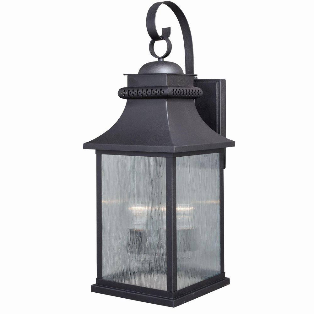 VAXCEL  Cambridge 3 Light Dusk to Dawn Bronze Outdoor Wall Lantern Clear Glass