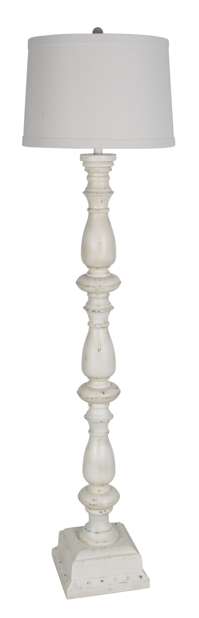 Cooper Ridge Brand 70″ Distressed White Floor Lamp Made of Polyresin