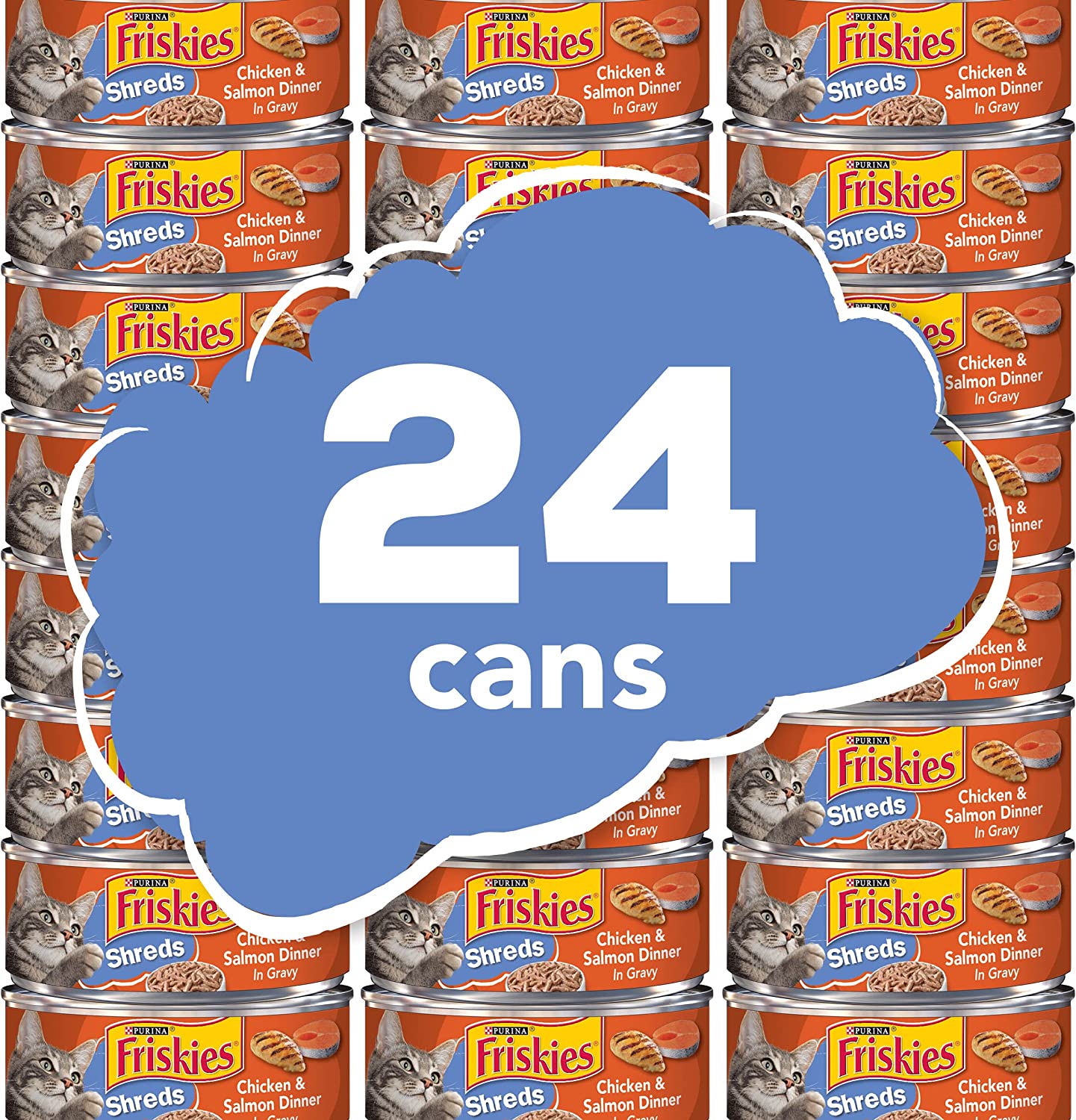 Purina Friskies Gravy Wet Cat Food Shreds Chicken and Salmon Dinner in Gravy - (24) 5.5 oz. Cans