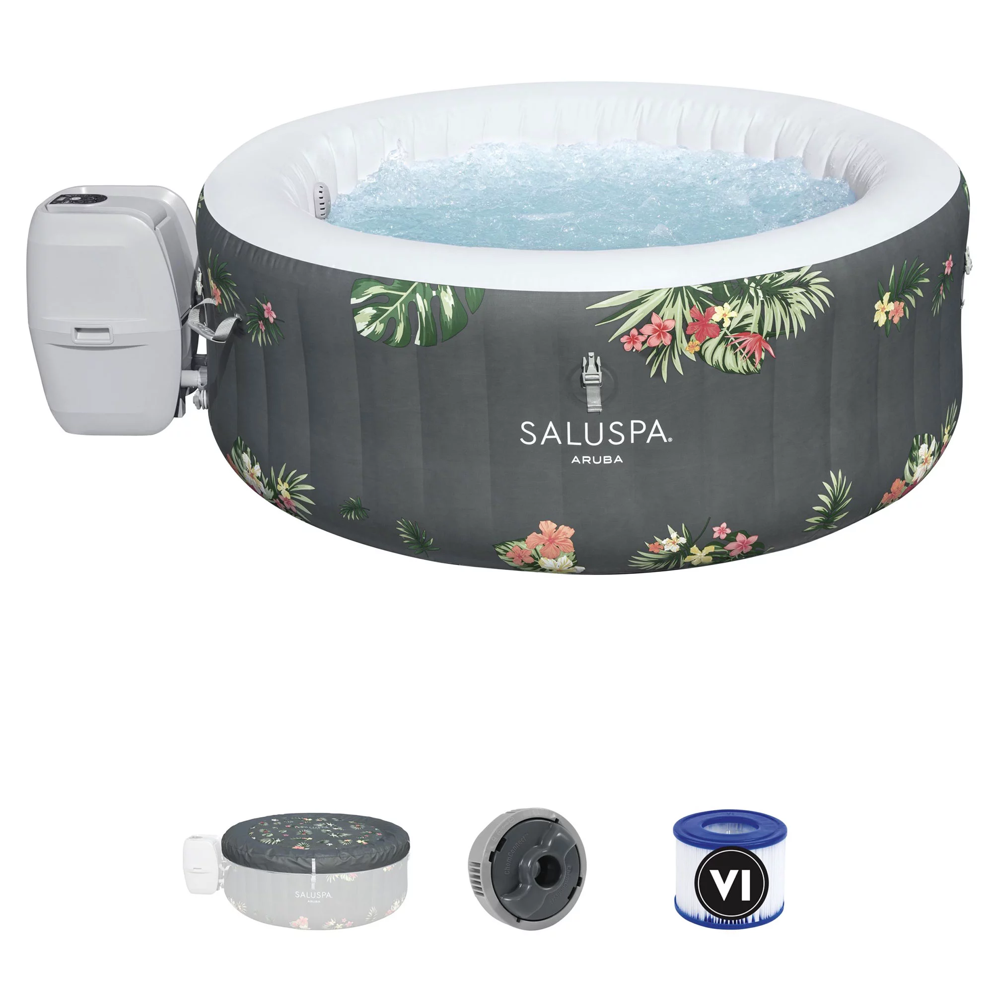 Bestway 60062E-BW Aruba 3 Person Portable Inflatable Round Air Jet Hot Tub