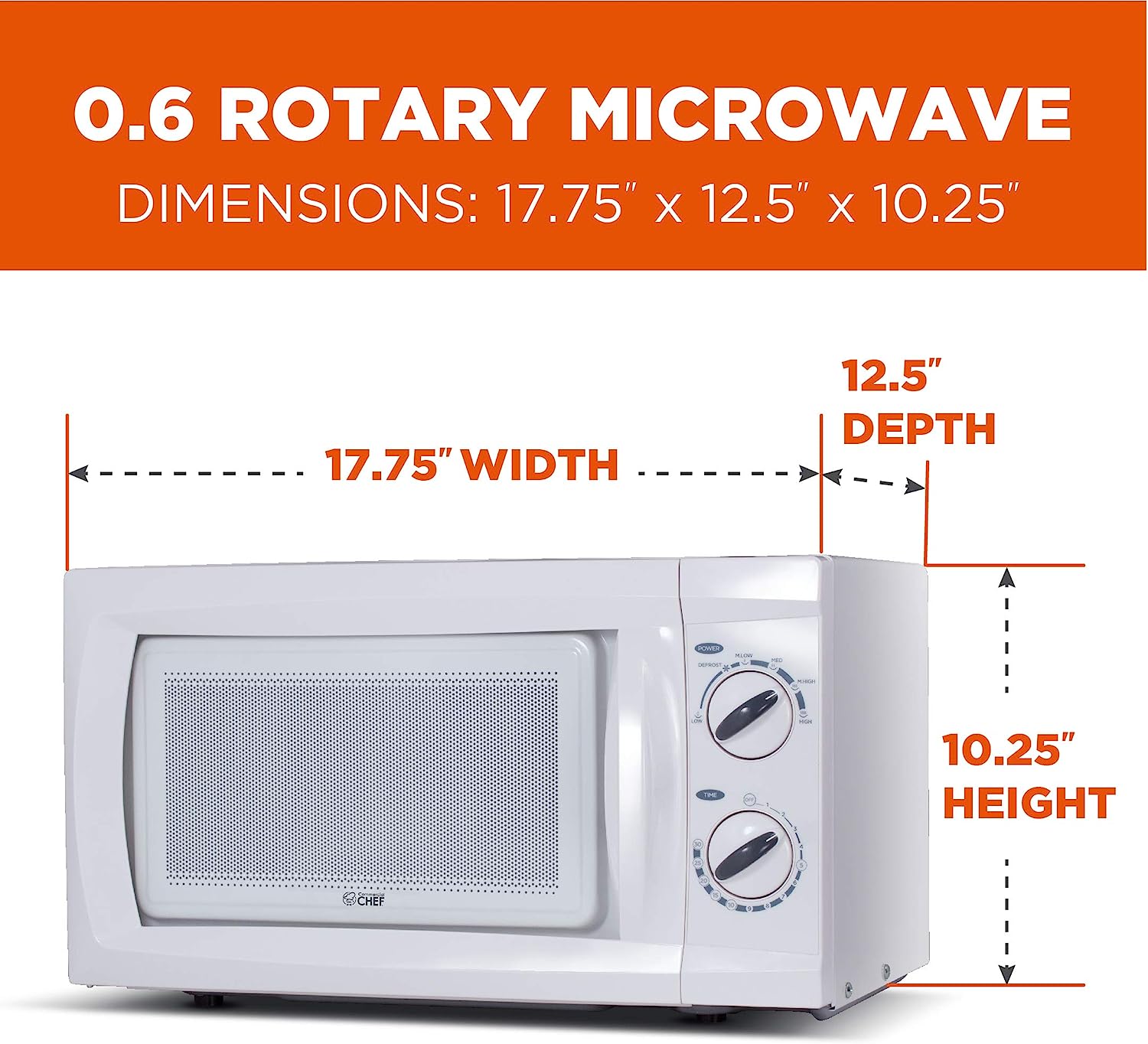 Commercial Chef CHM660 Counter Top Microwave. 0.6 Cubic Feet