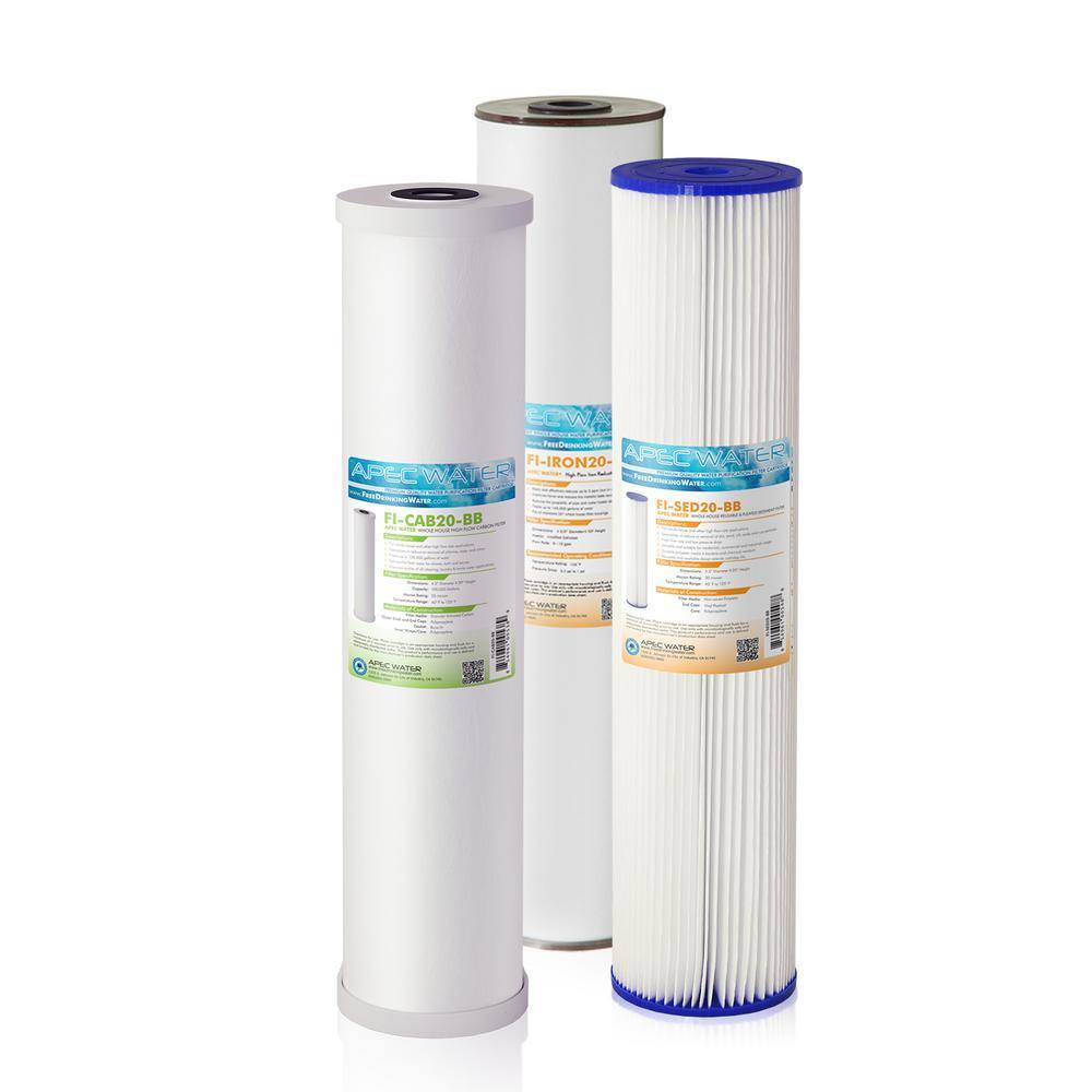 APEC Water Systems FILTER-SET-CB3-20BB 20 in. Whole House Sediment. Carbon and Iron Replacement Water Filter Set