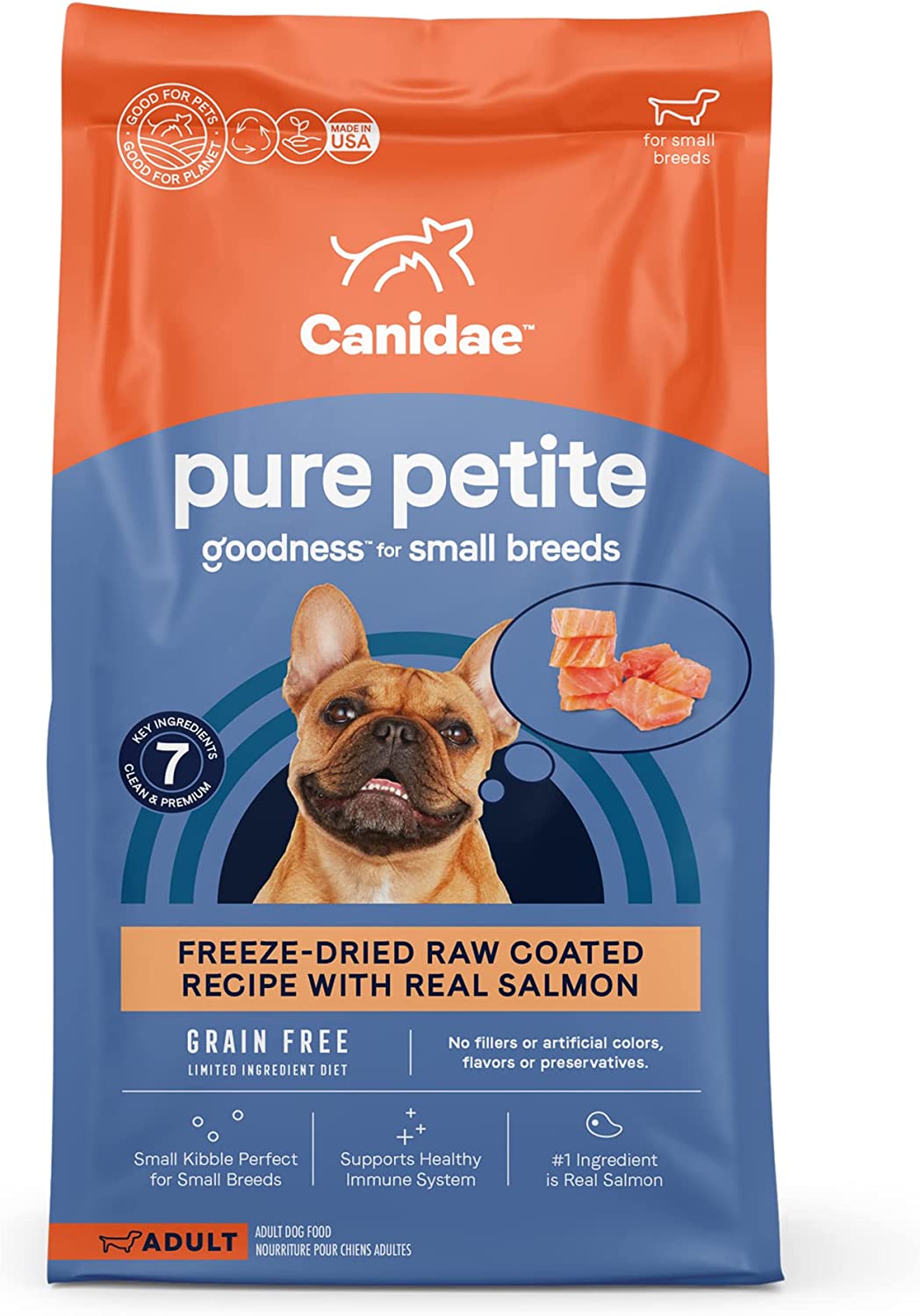 Canidae PURE Petite Limited Ingredient Premium Small Breed Adult Dry Dog Food. Grain Free. Salmon. Premium Clean Proteins 10 Pound