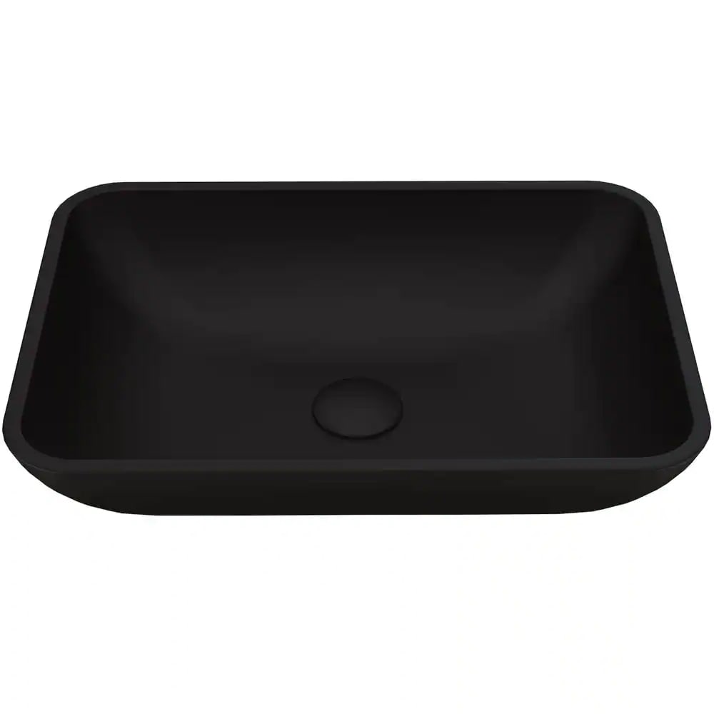 VIGO VGT1428 Matte Shell Sottile Glass Rectangular Vessel Bathroom Sink in Black