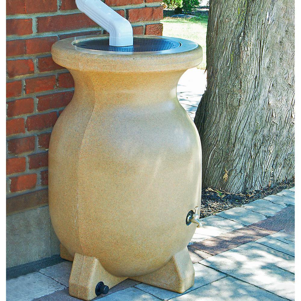 Koolatron RBSS-55 Koolscapes Stone-Look Rain Barrel 55 Gal. (210L) Beige. Eco-Friendly Gardening. Water Conservation