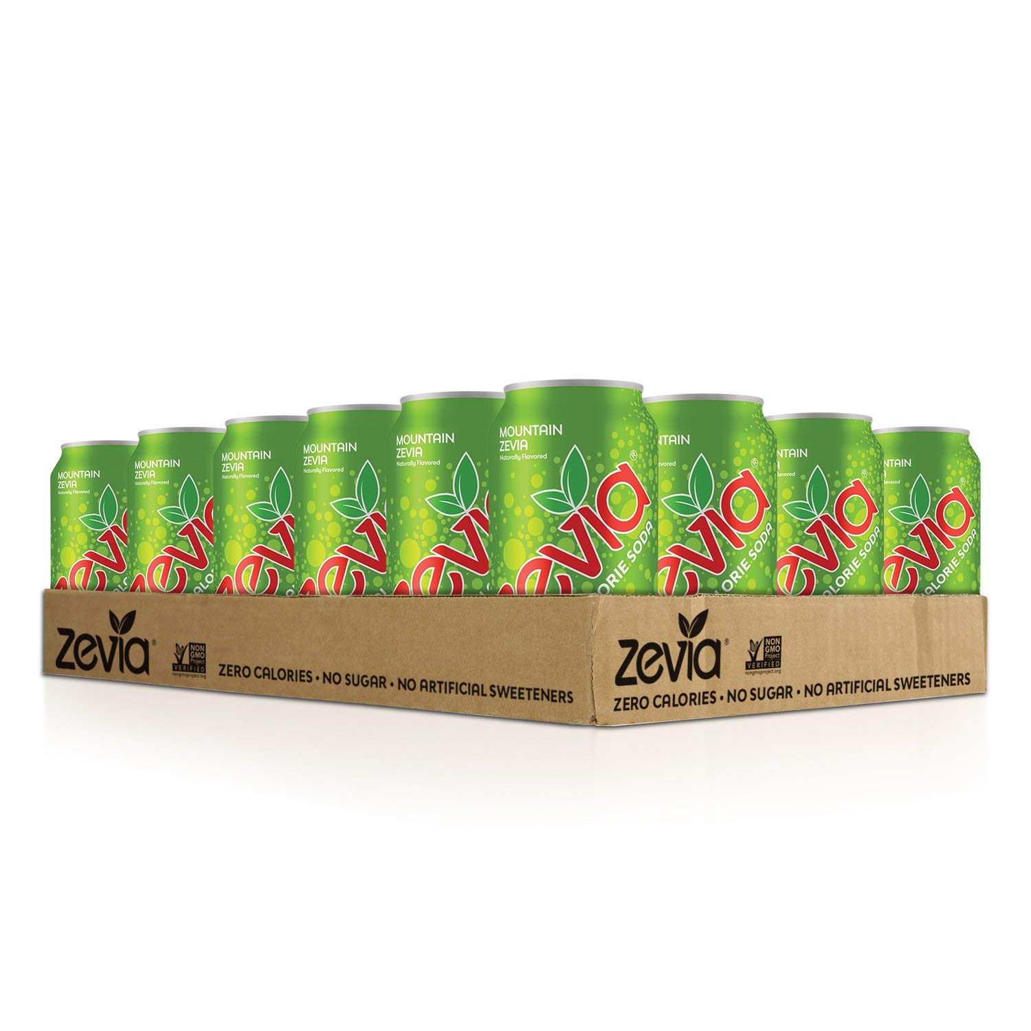 Zevia Zero Calorie Soda. Mountain Zevia. 12 Ounce Cans (Pack of 24)